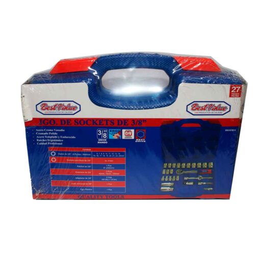 JGO SOCKETS 27PCS 6 PUNTAS MANDO DE 3/8” CRV