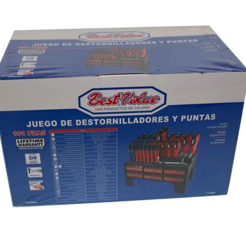 JGO DE DESTORNILLADORES Y PUNTAS 100 PZAS