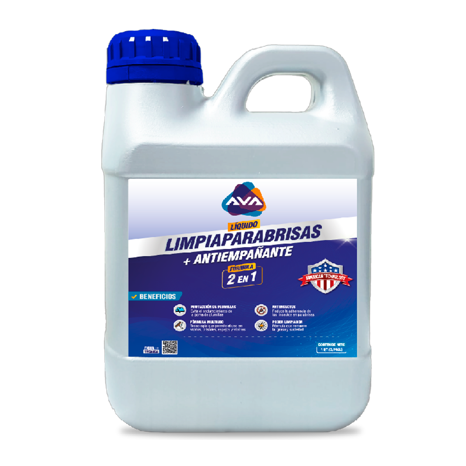 AVA LÍQUIDO LIMPIAPARABRISAS + ANTIEMPAÑANTE 1QT