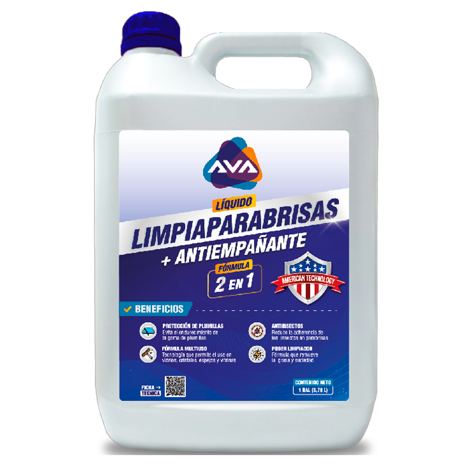 AVA LIQUIDO LIMPIAPARABRISAS + ANTIEMPAÑANTE - BOT x 1GAL