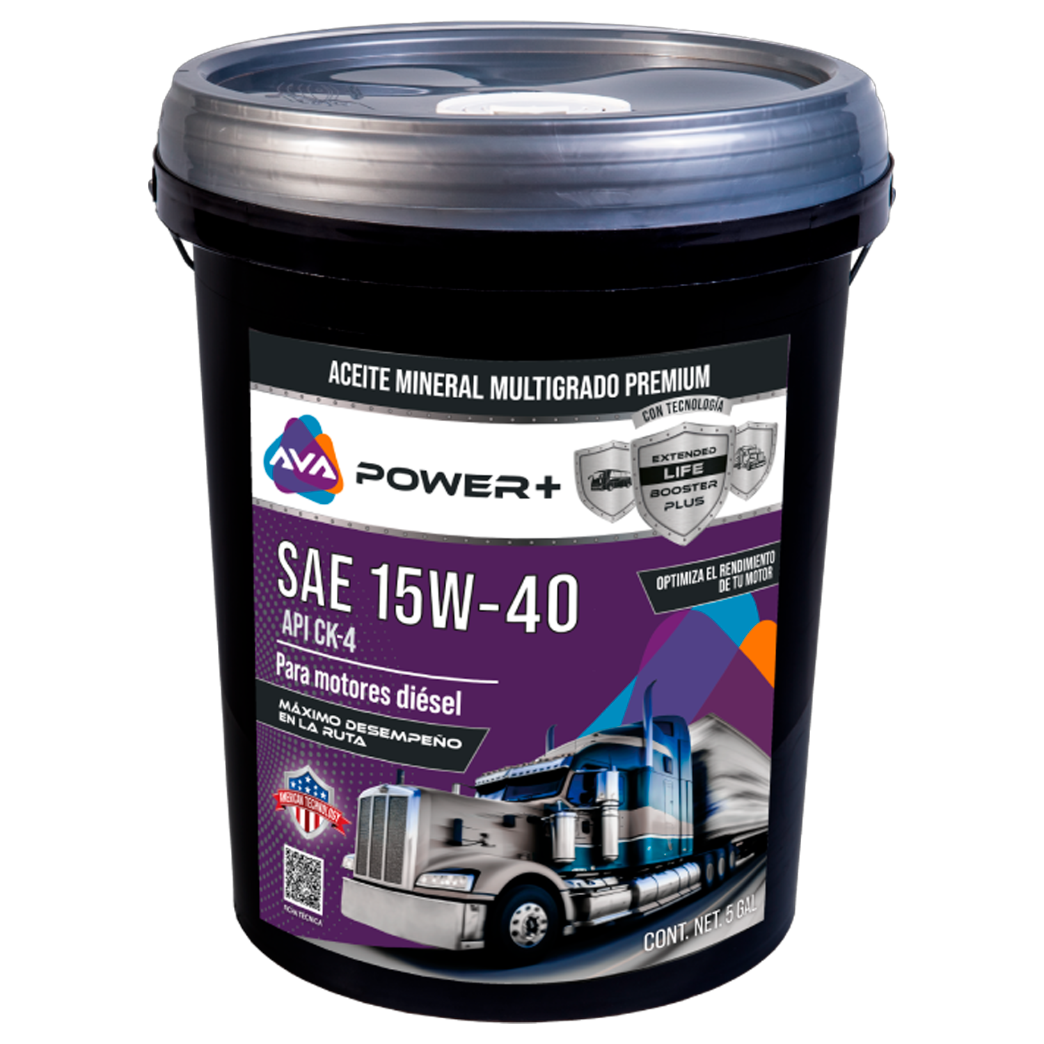 AVA POWER + MINERAL SAE 15W40 API CK4 (BAL 5 GAL)