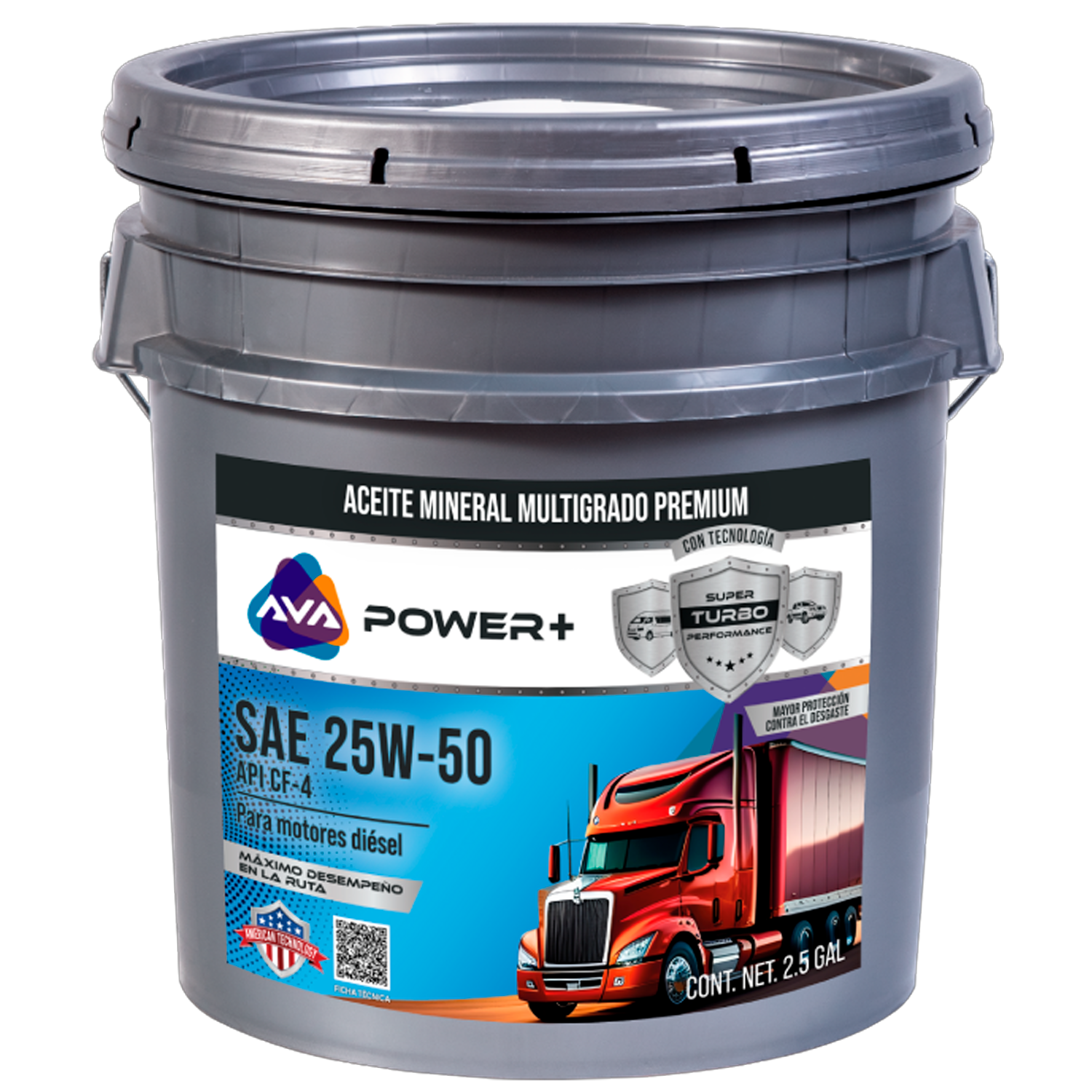 AVA POWER + MINERAL SAE 25W50 API CF4 (MBAL 2.5 GAL)