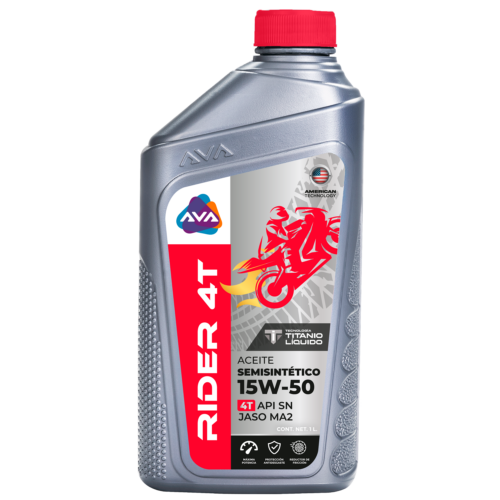 AVA RIDER 4T SEMISINTETICO SAE 15W50 API SN JASO MA2  (CAJA 12X1LT)
