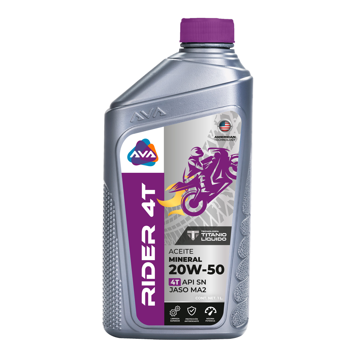 AVA RIDER 4T MINERAL SAE 20W50 API SN JASO MA2 1LT